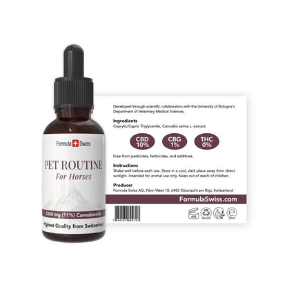 Bottle of Pet Routine for Dogs with label on a white background