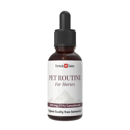 Bottle of 'Pet Routine for Horses' on a white background