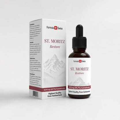 St. Moritz Restore bottle and packaging on a white background